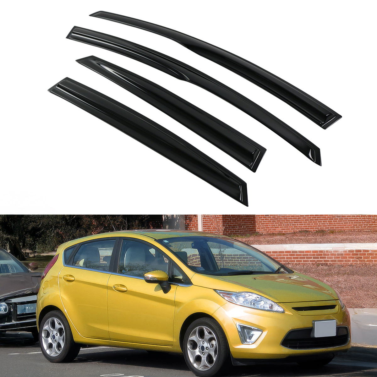 Window Visors for Ford Fiesta Hatchback 2011-2019 Mugen Style 4PCS Acrylic