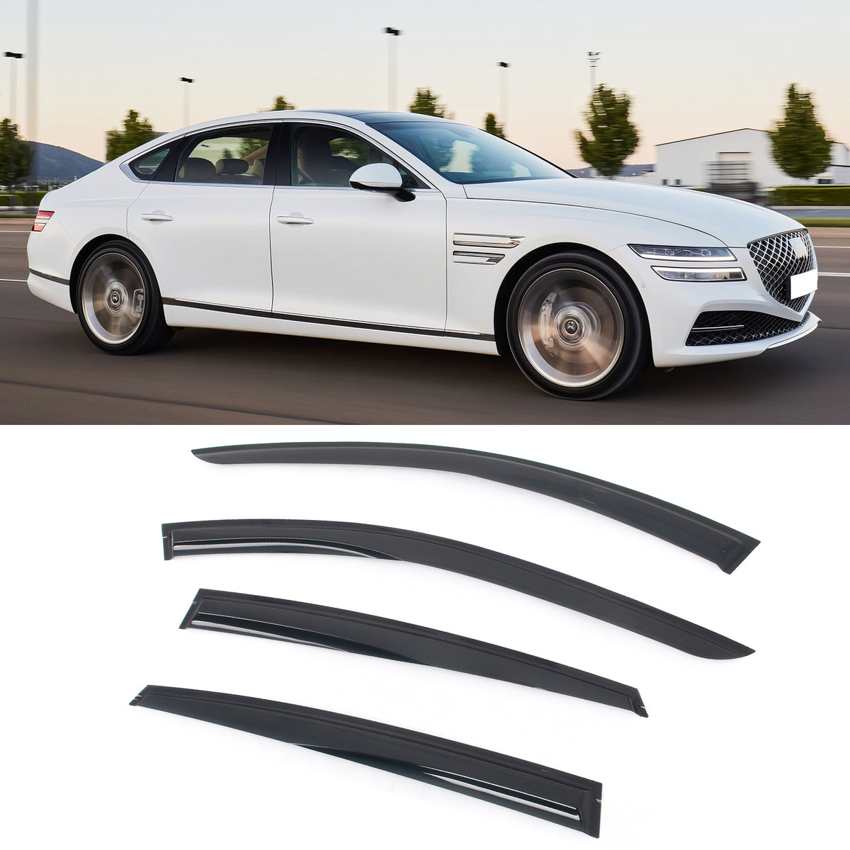 Window Visors for 2021-2027 Genesis G80, 2023-2025 Genesis G80EV Electrified G80 Mugen Style Acrylic 4PCS Set