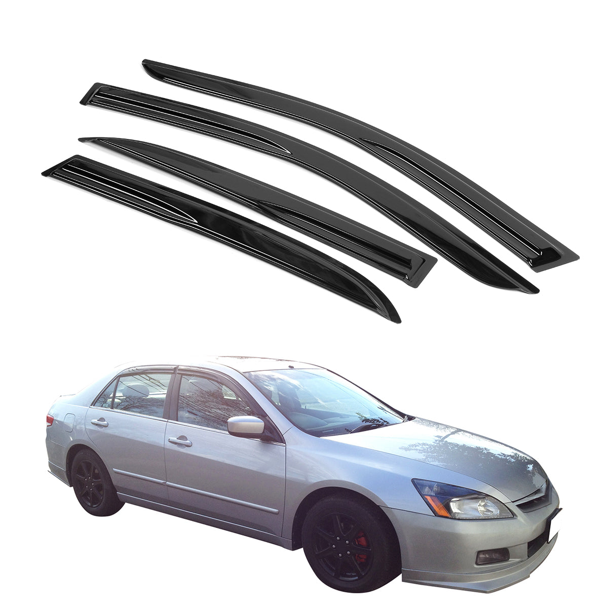 2003-2007 Honda Accord 4Door Acrylic 4PC Tape On Window Visors Guard