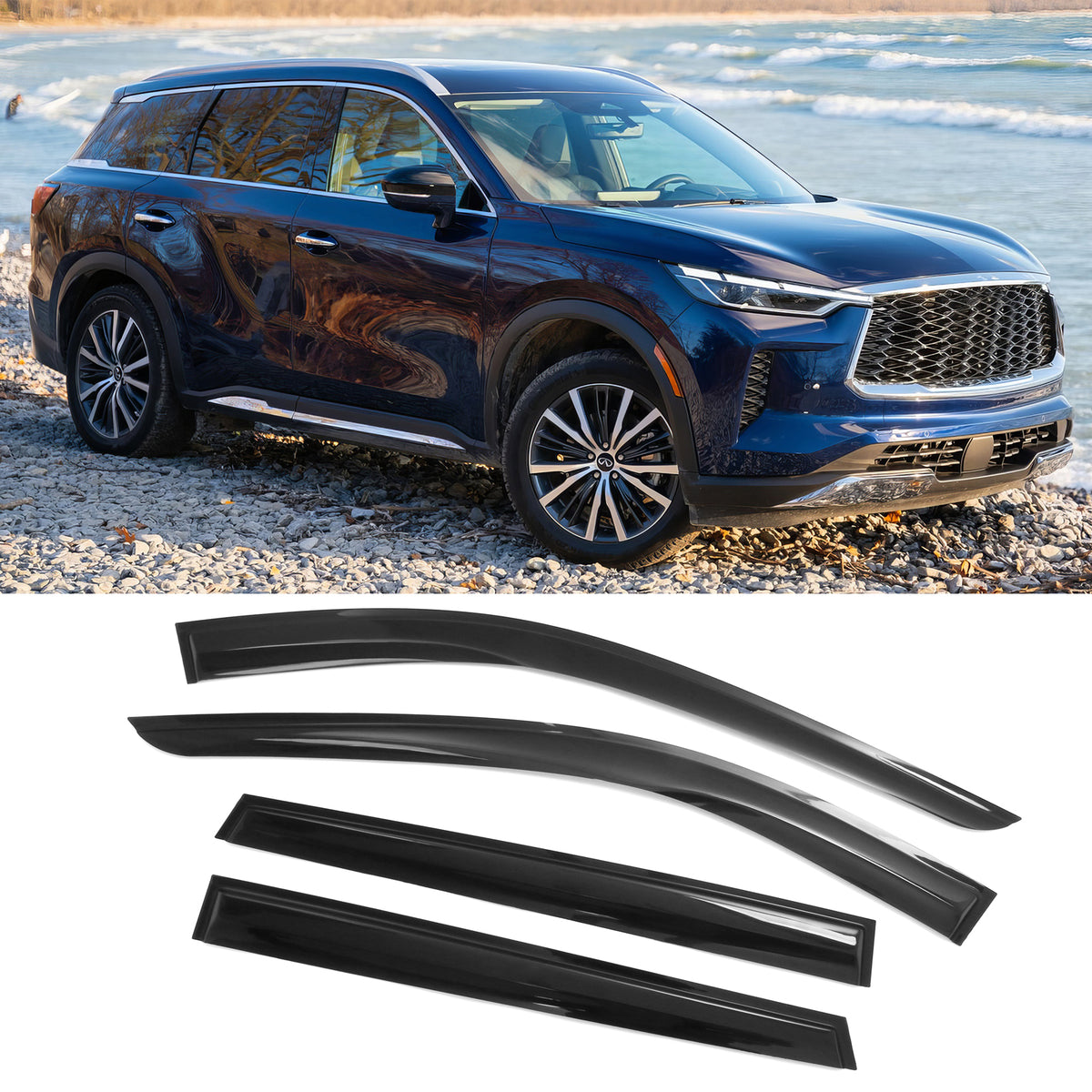 Window Visors for Infiniti QX60 2022-2026 Smoke Acrylic Mugen Style 4PCS