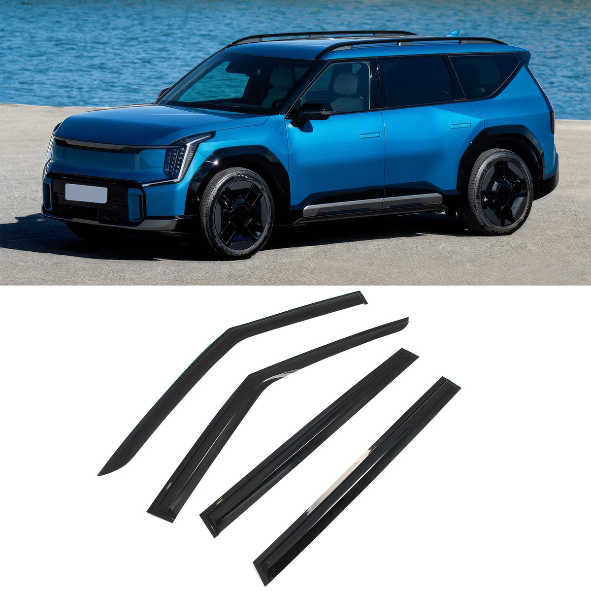 Window Visors Shade for Kia EV9 2024-2026 Smoke Acrylic Mugen Style 4PCS