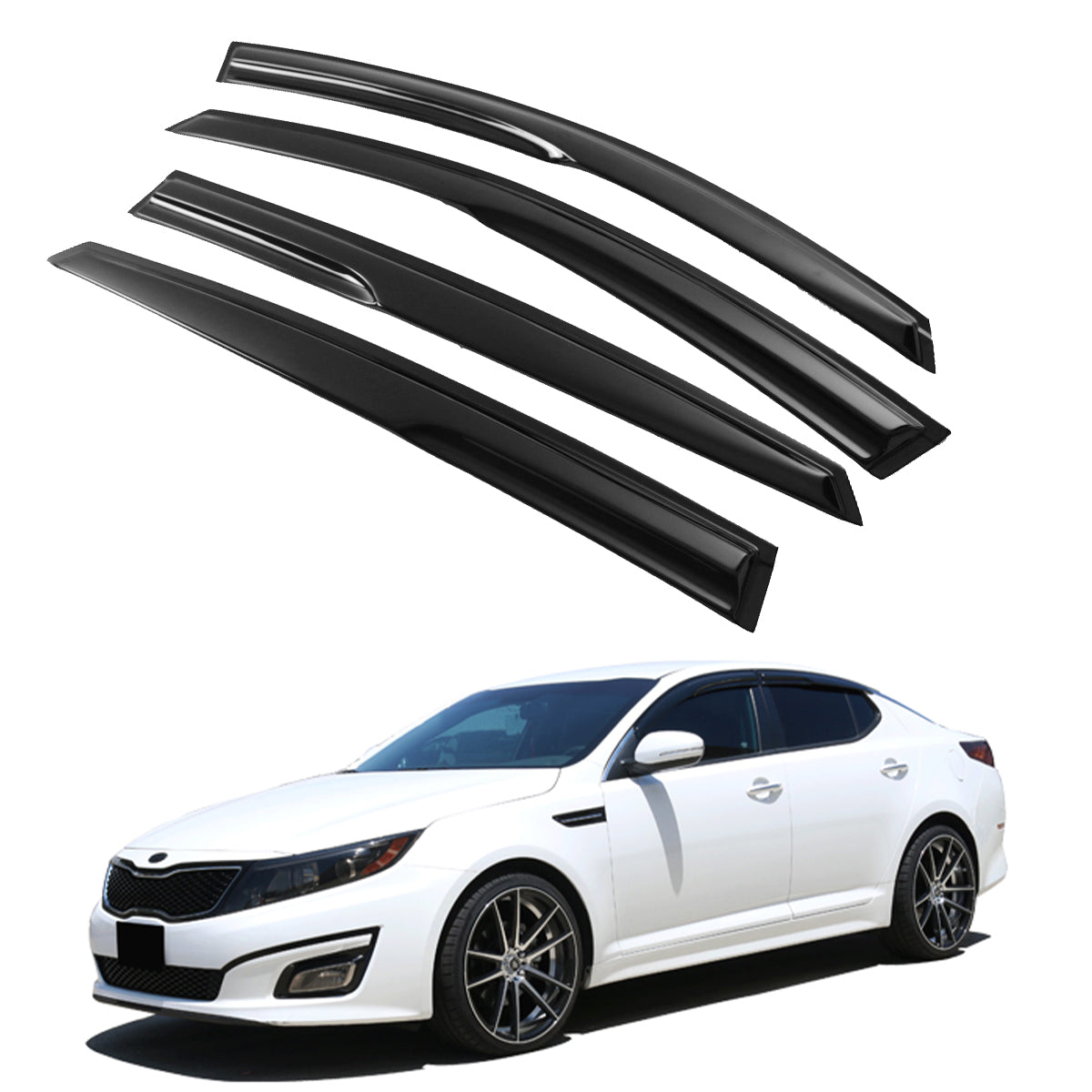 Window Visor for Kia Optima 2011-2015 Mugen Style Smoke Tinted Acrylic