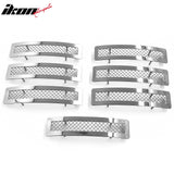 Front Bumper Upper Mesh Hood Grille Insert Assembly Replacement 2002-2007 Jeep Liberty Chrome 7PCS
