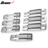 Front Bumper Upper Mesh Hood Grille Insert Assembly Replacement 2002-2007 Jeep Liberty Chrome 7PCS
