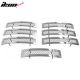 Front Bumper Upper Mesh Hood Grille Insert Assembly Replacement 2002-2007 Jeep Liberty Chrome 7PCS