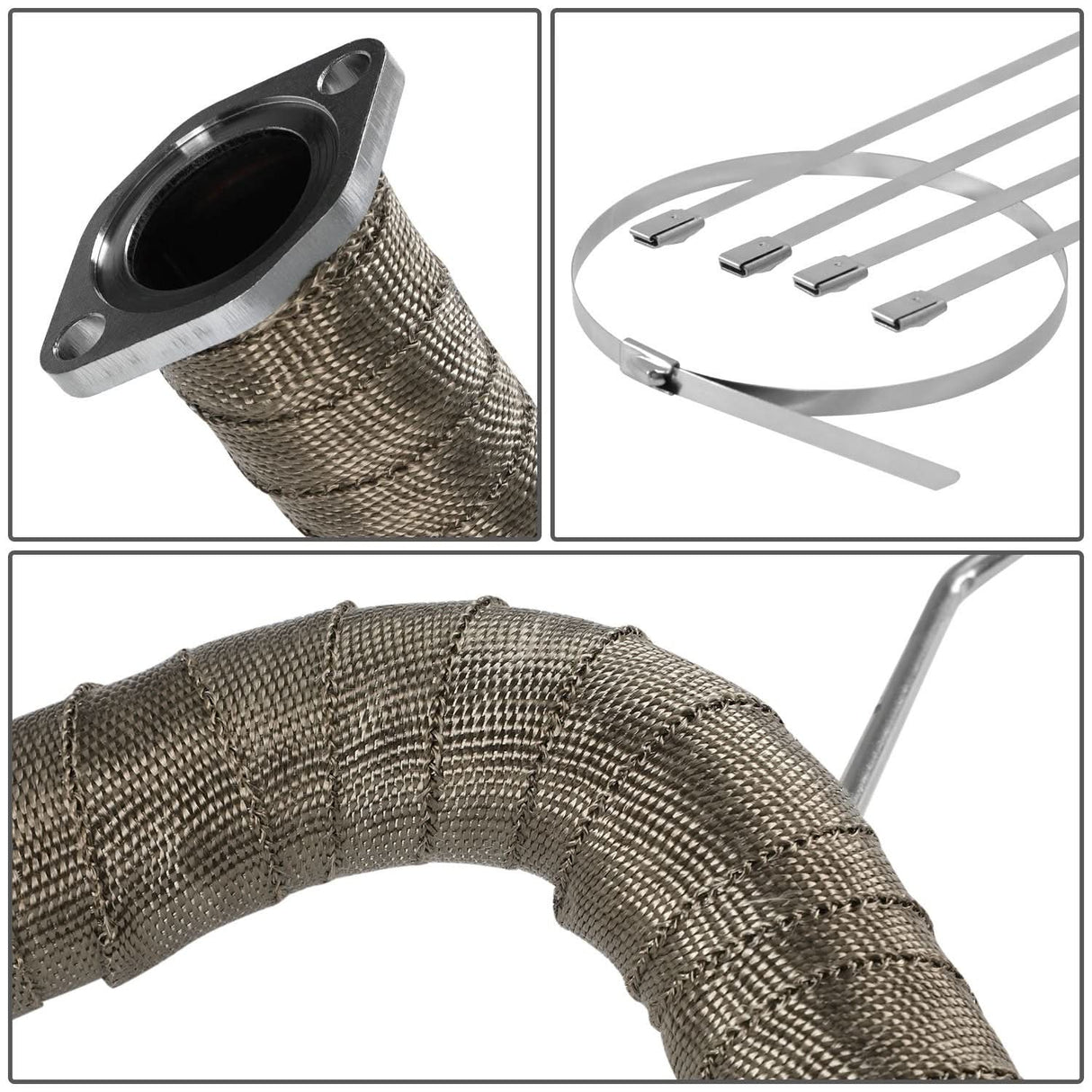 Type-2 Style Exhaust Heat Wrap Titanium 2" x 50' with Zip Ties
