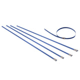 Zip Tie Kit for Heat Wrap - Stainless Steel - 12" 5mm - 5pc Blue