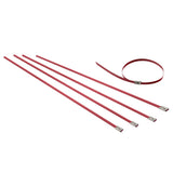 Zip Tie Kit for Heat Wrap Stainless Steel 12" 5mm Red 5PC