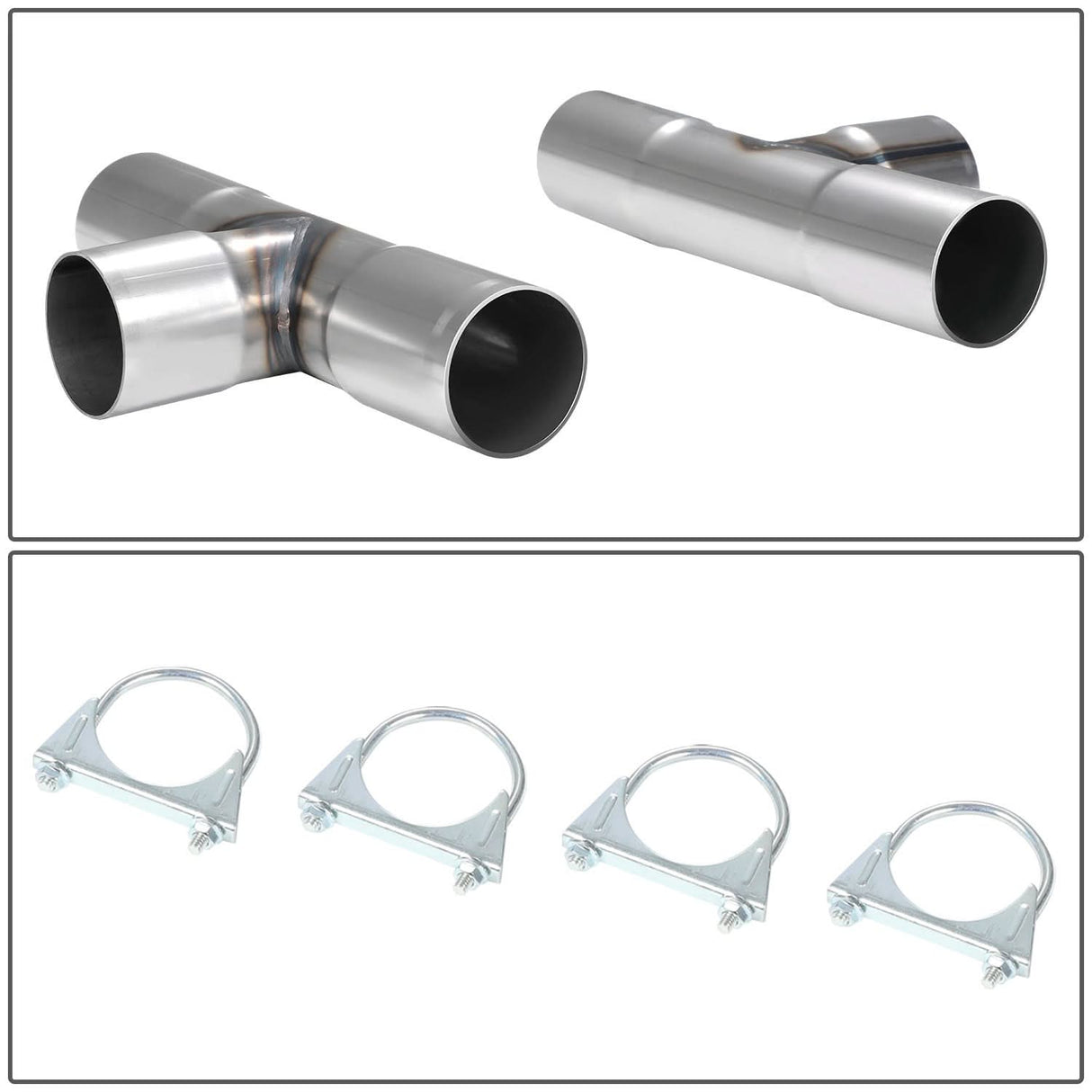 Universal Dual Exhaust Kit 16pc 3-3.15" OD Mild Steel Pipes