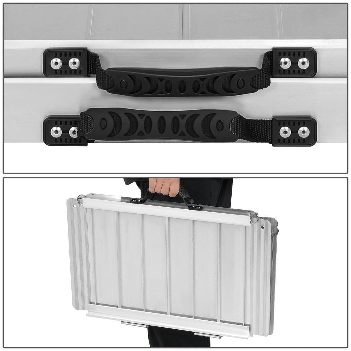 Wheelchair Ramp Aluminum 29" W x 2' L x 2" H Extended Metallic Black