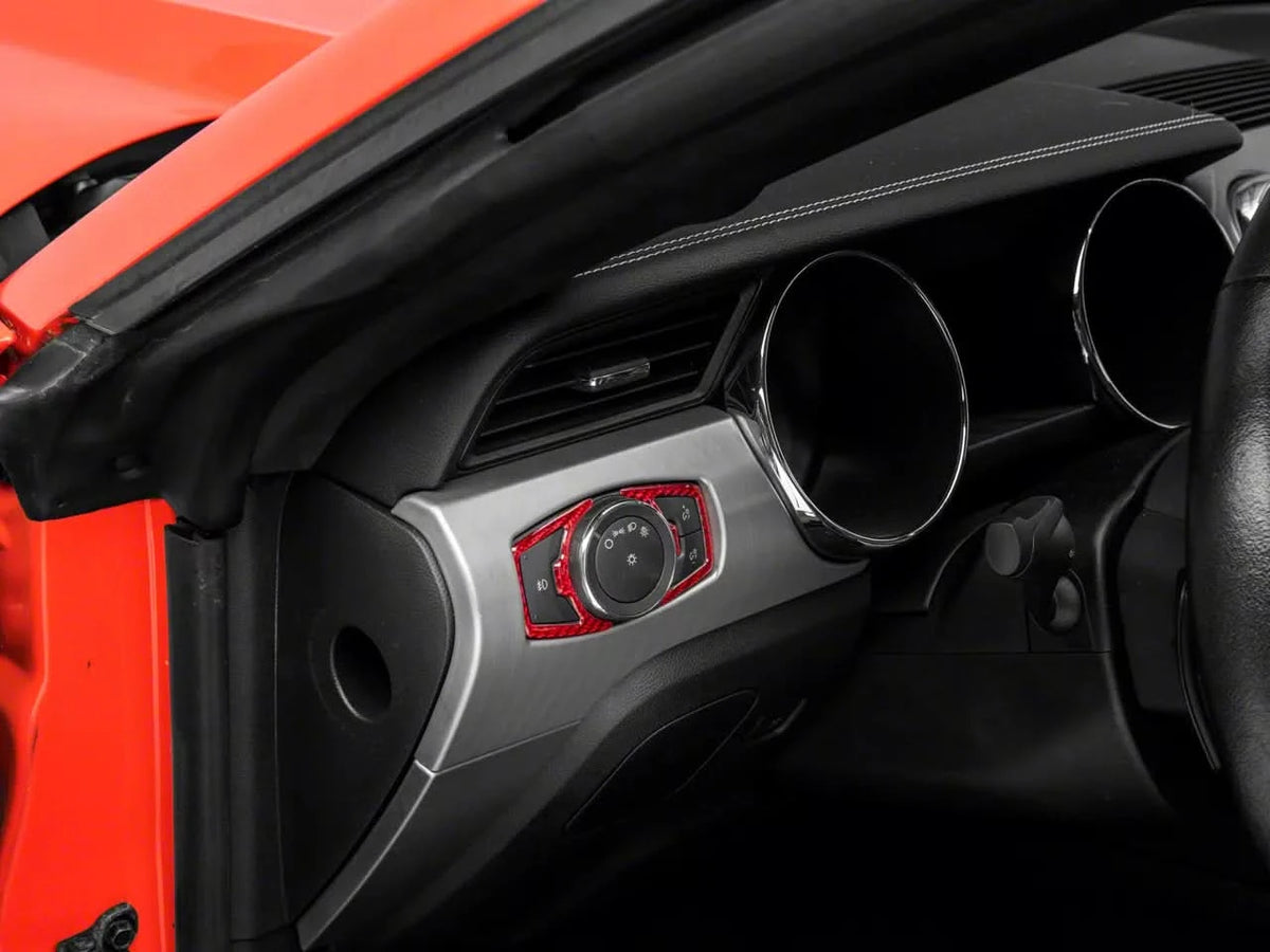 Speedform Outer Hvac Vent Trim; Red Carbon (15-23 Mustang)