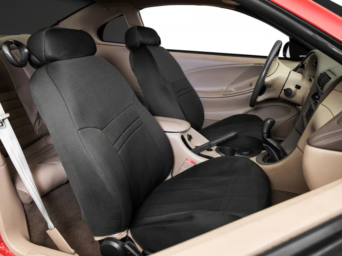 Speedform Neoprene Front Seat Covers; Black (99-04 Mustang Coupe)