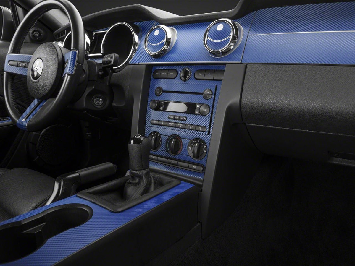 SEC10 Dash Overlay Kit; Blue Carbon Fiber (05-09 Mustang)