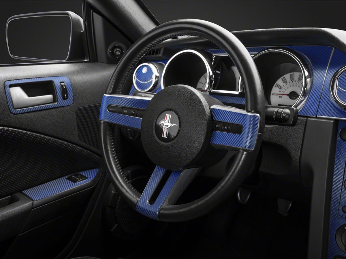 SEC10 Dash Overlay Kit; Blue Carbon Fiber (05-09 Mustang)