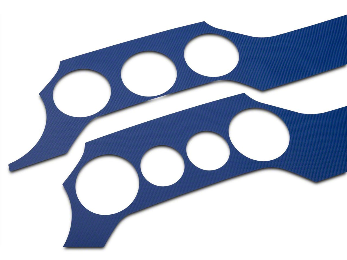 SEC10 Dash Overlay Kit; Blue Carbon Fiber (15-23 Mustang)