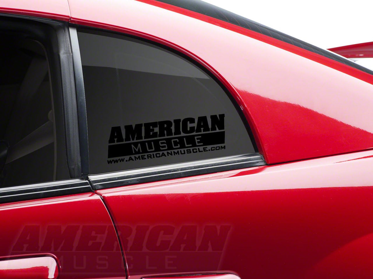 SEC10 AmericanMuscle Quarter Window Decal; Gloss Black (79-14 Mustang)