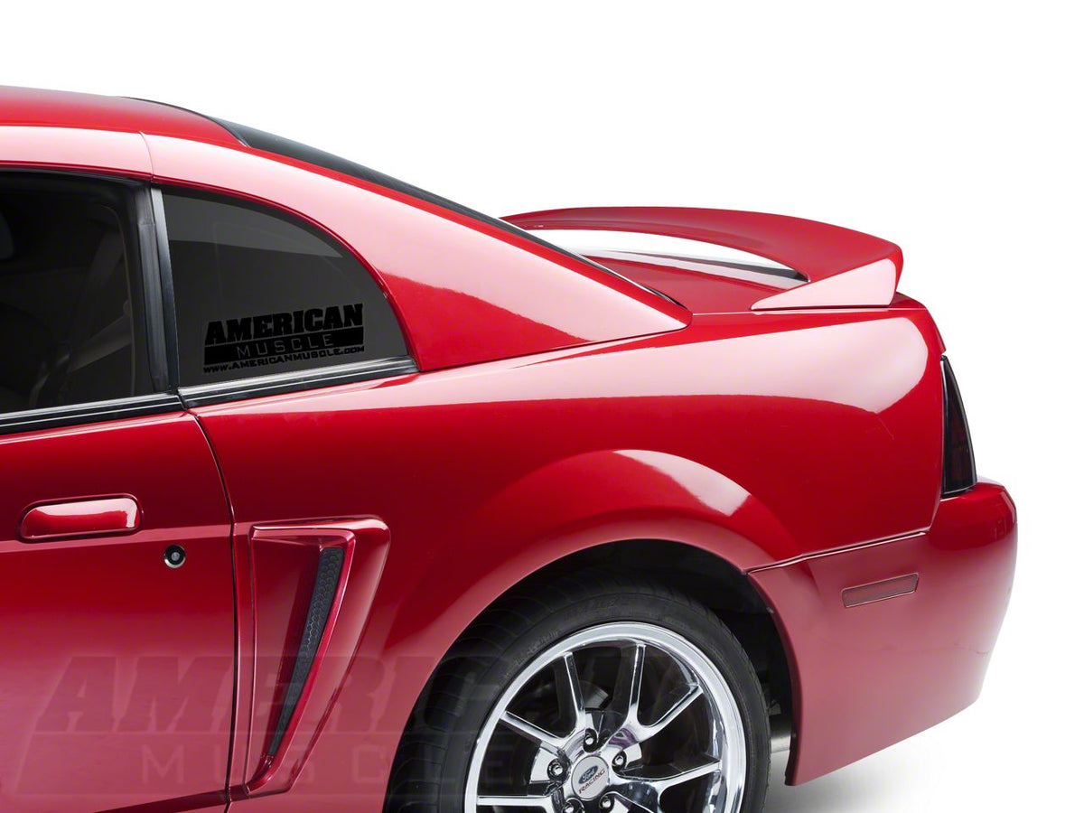SEC10 AmericanMuscle Quarter Window Decal; Gloss Black (79-14 Mustang)