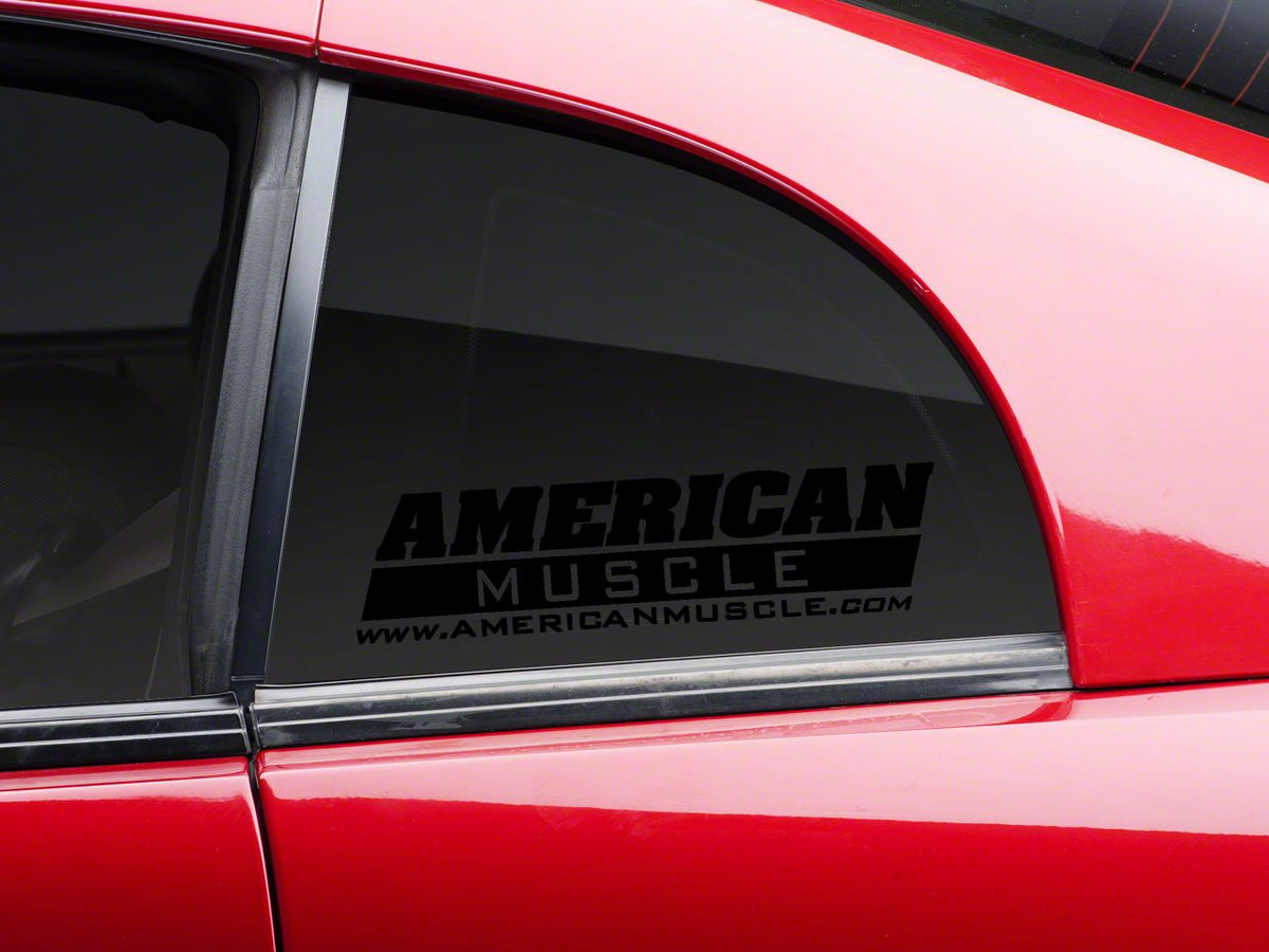 SEC10 AmericanMuscle Quarter Window Decal; Gloss Black (79-14 Mustang)