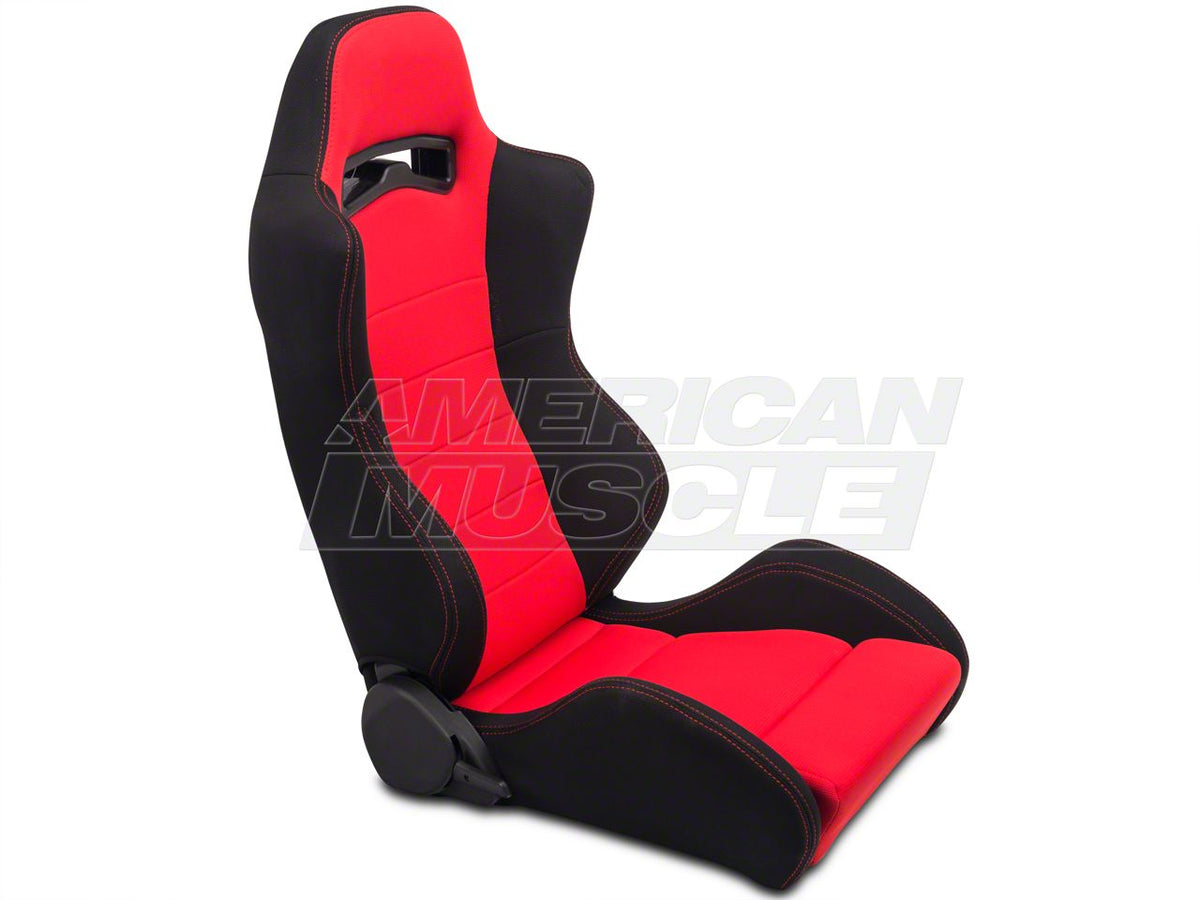 Speedform Racing Seats; Black And Red; Pair (79-14 Mustang)