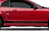 SEC10 Rocker Stripes with AmericanMuscle Logo; Gloss Black (79-23 Mustang)