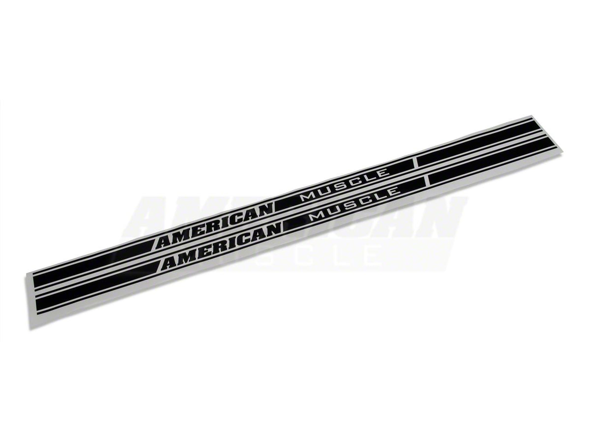 SEC10 Rocker Stripes with AmericanMuscle Logo; Gloss Black (79-23 Mustang)