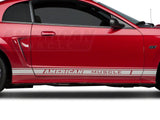 SEC10 Rocker Stripes with AmericanMuscle Logo; Silver (79-23 Mustang)