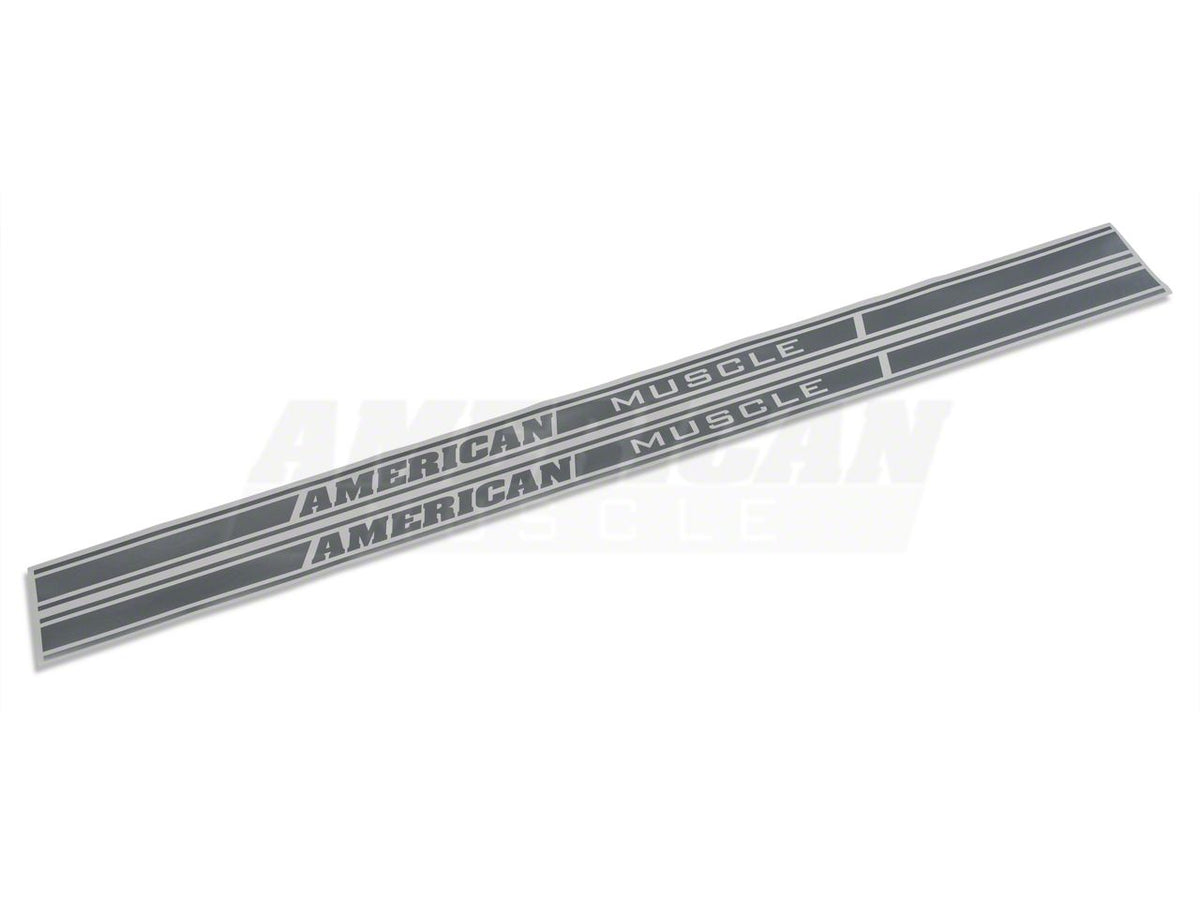 SEC10 Rocker Stripes with AmericanMuscle Logo; Silver (79-23 Mustang)