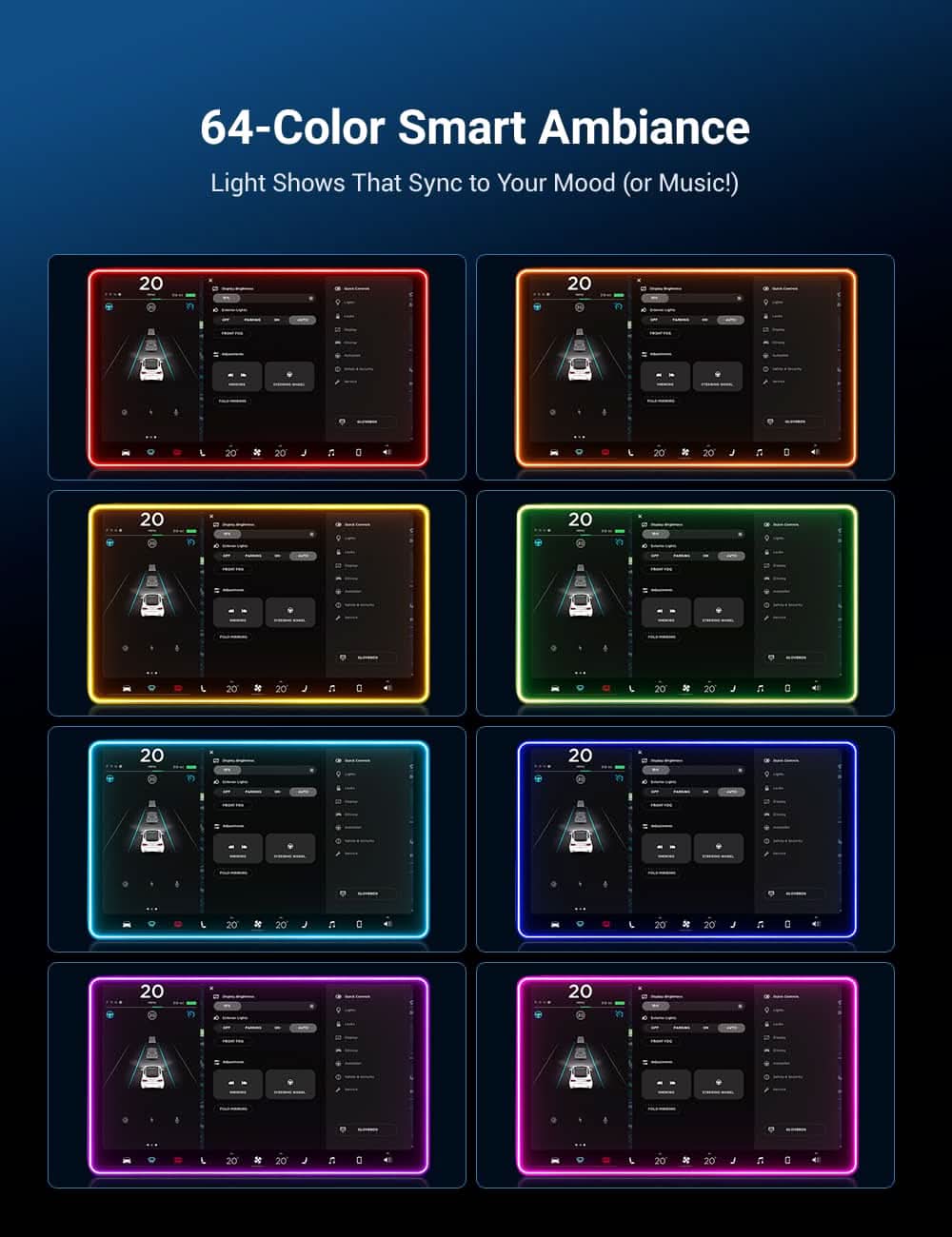 Model 3/Y Music-Synced RGB Ambient Lighting With Wireless Charging Phone Mount