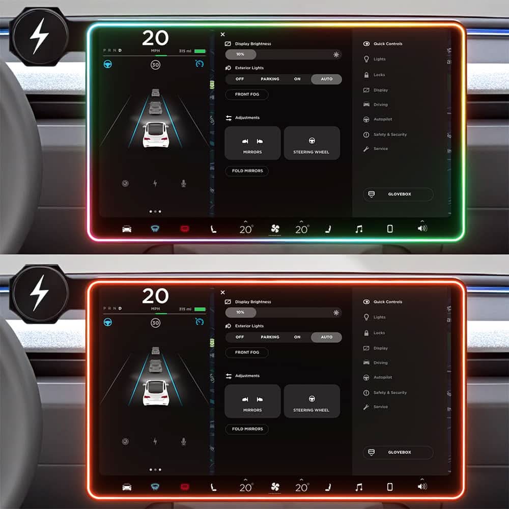 Model 3/Y Music-Synced RGB Ambient Lighting With Wireless Charging Phone Mount