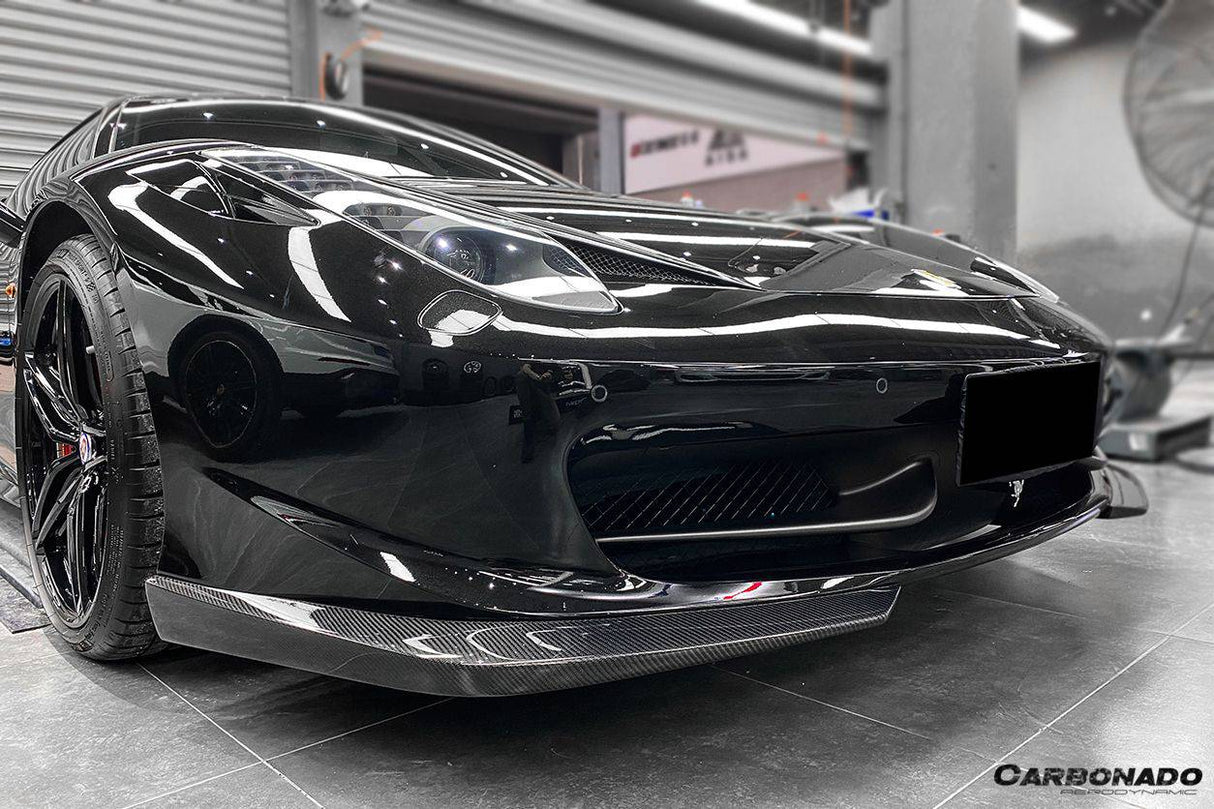2010-2015 Ferrari Carbon Fiber Fiber Front Lip Carbonado (AP) Fits: 458 Italia and Spider
