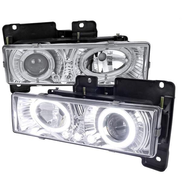 Spec-D Projector Headlights Chevy C10 / Blazer / Tahoe / Silverado (88-98) Halo LED - Black or Chrome