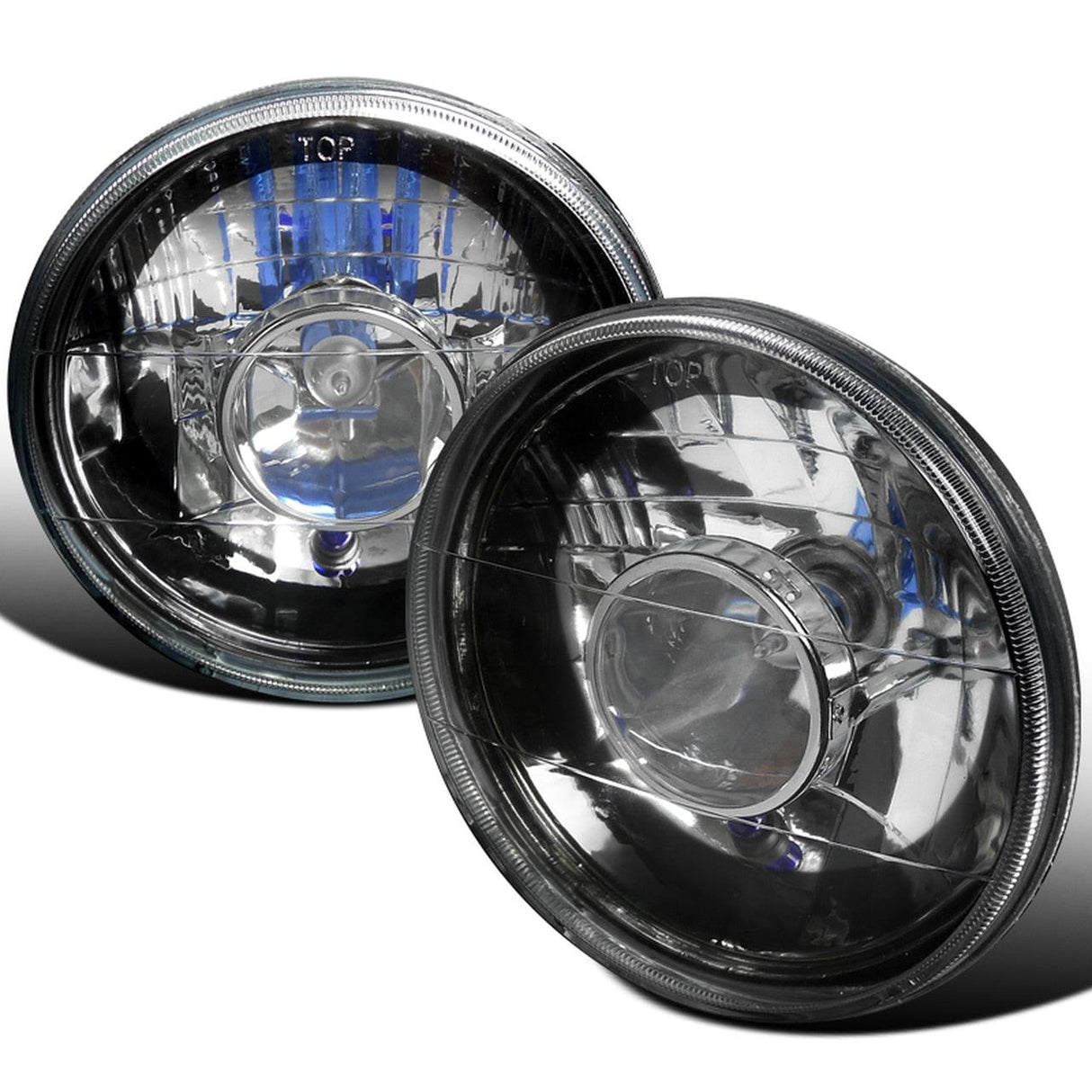Spec-D Projector Headlights Jeep Wrangler [7" Halo LED] (Round) Black or Chrome