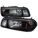 Spec-D OEM Replacement Headlights Ford Mustang Fox Body (87-93) 1 Piece - Black / Chrome