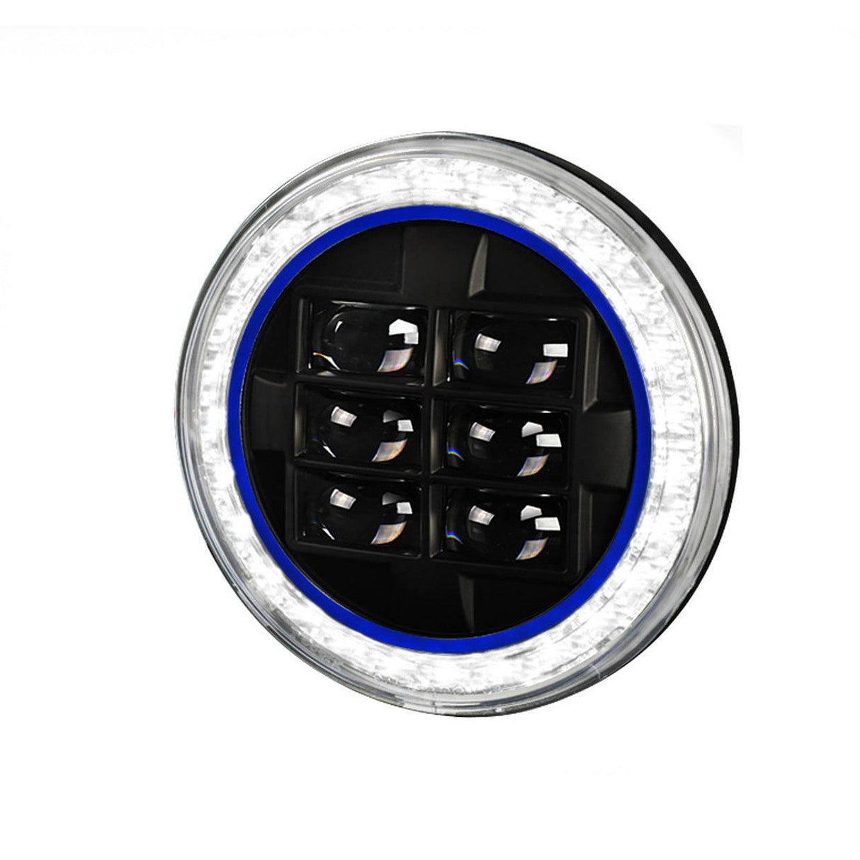 Mitsubishi Montero Projector Headlights [Gen 1 Montero - 7" Round Cree LED w/ Halo] w/ Blue Rim