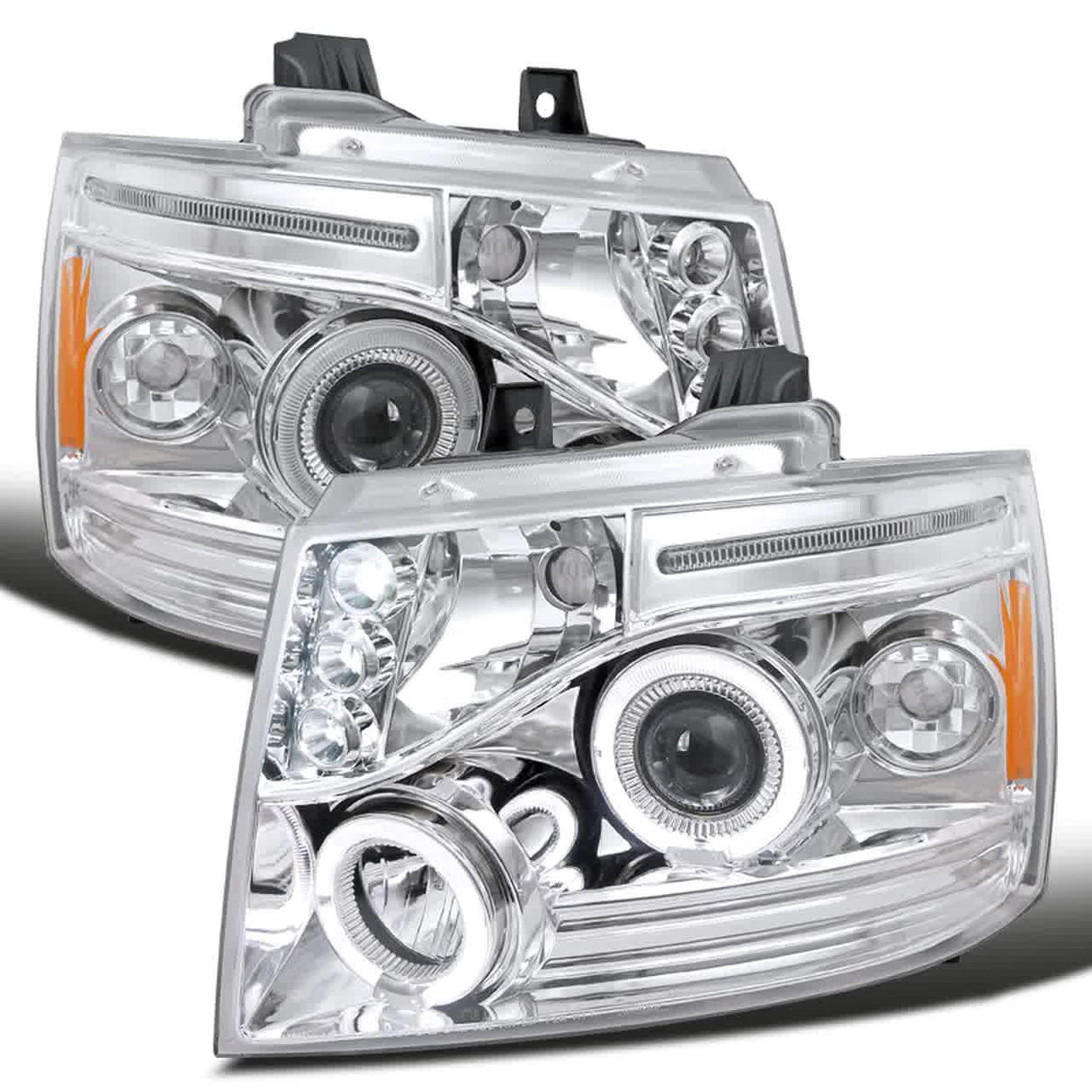 Spec-D Projector Headlights Chevy Tahoe / Avalanche [Dual Halo LED] (07-13) Black Housing