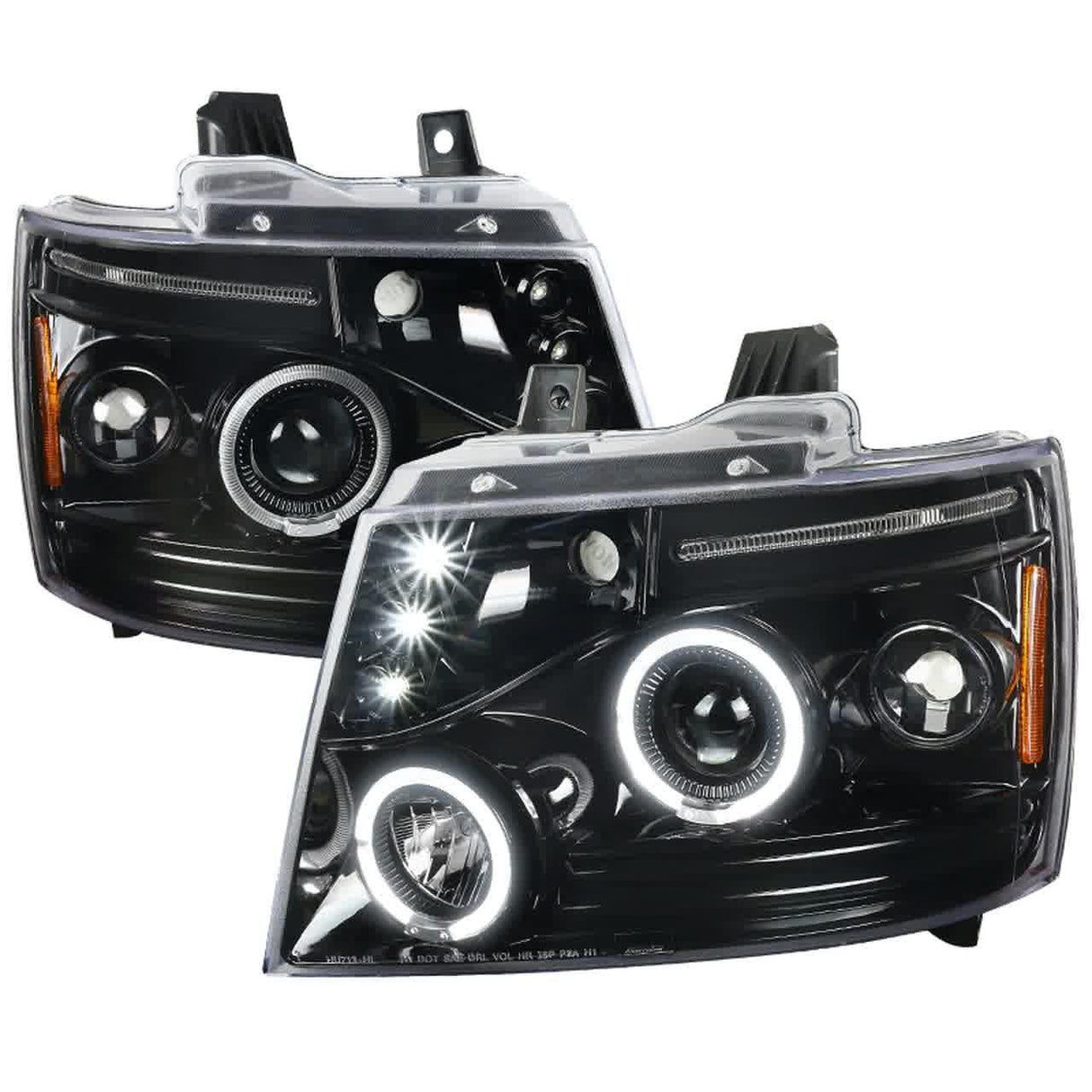 Spec-D Projector Headlights Chevy Tahoe / Avalanche [Dual Halo LED] (07-13) Black Housing