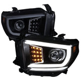 Spec-D Projector Headlights Tundra (14-21) w/ C-Bar LED Turn Signal Lights - Black or Chrome