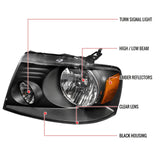 Spec-D OEM Replacement Headlights Ford F150 (04-08) Optional LED Bar - Black or Chrome