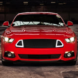 Spec-D Grill Ford Mustang S550 (15-22) Black ABS Mesh Grille w/ Dual LED Light Bar