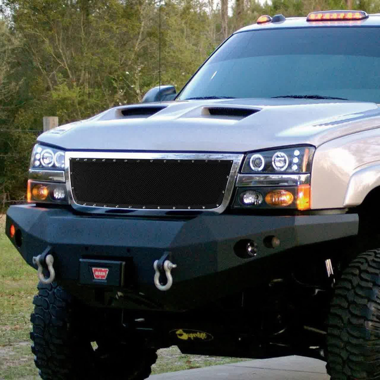 Spec-D Grill Insert Chevy Silverado (2005-2007) [Mesh Black Rivet Style] 1 PC or 2 PC