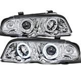 Spec-D Projector Headlights BMW 323i 325i 328i 330i E46 Sedan (99-01) Dual Halo LED - Black or Chrome