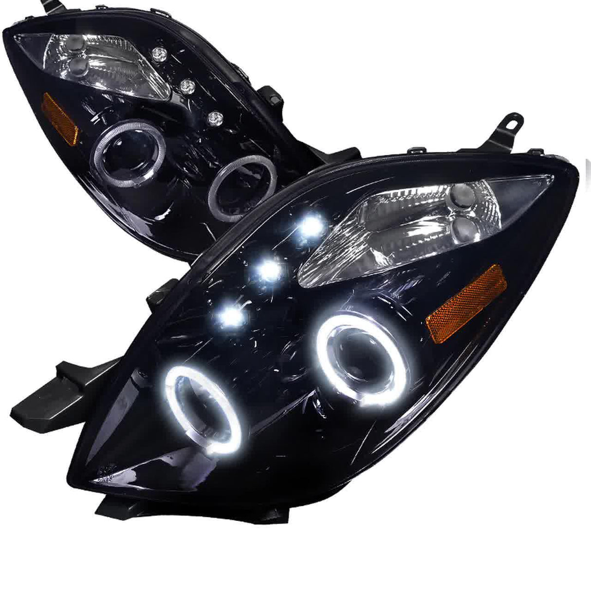Spec-D Projector Headlights Toyota Yaris (06-07-08) LED Halo - Gloss or Matte Black Housing