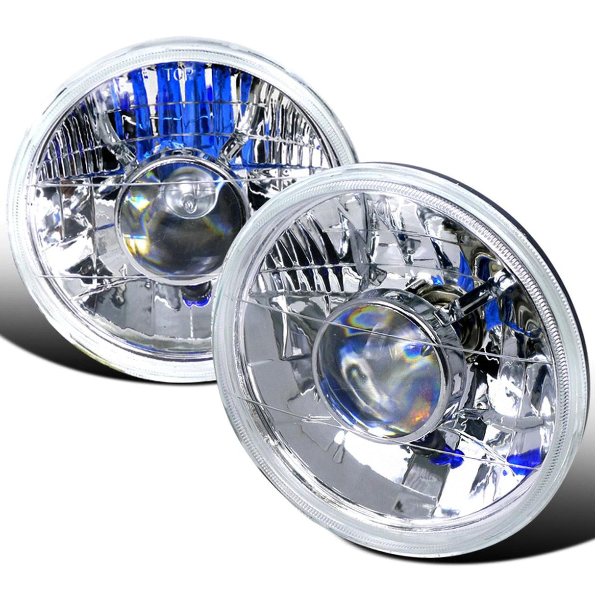 Spec-D Projector Headlights Jeep Wrangler [7" Halo LED] (Round) Black or Chrome