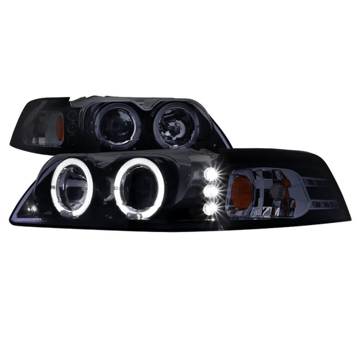 Spec-D Projector Headlights Ford Mustang (99-04) Dual Halo - Black or Chrome