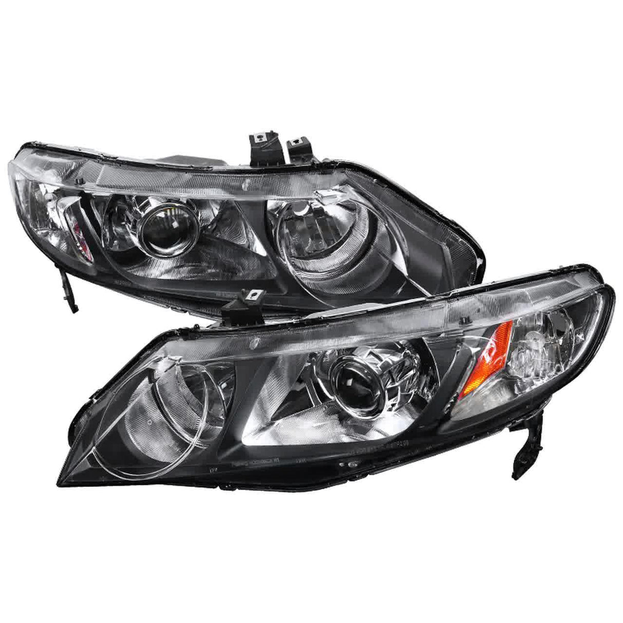 Spec-D Projector Headlights Honda Civic Sedan (06-11) [Retro Style] Matte Black Housing / Clear Lens