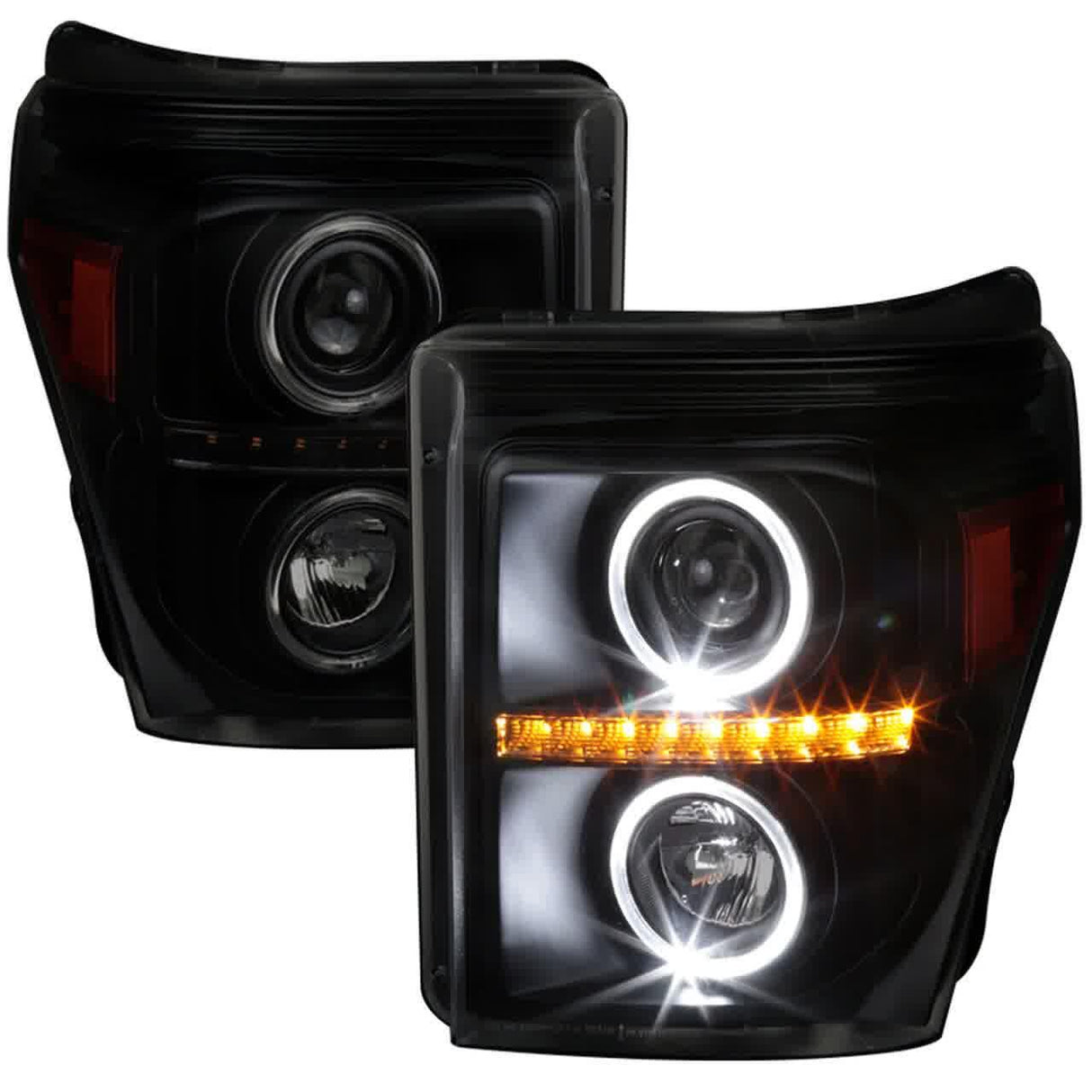 Spec-D Projector Headlights Ford F250 F350 (2011-2016) Dual LED Halo Black / Tinted / Clear