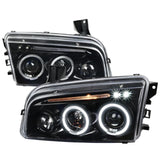 Spec-D Projector Headlights Dodge Charger (05-10) LED Halo - Black or Chrome