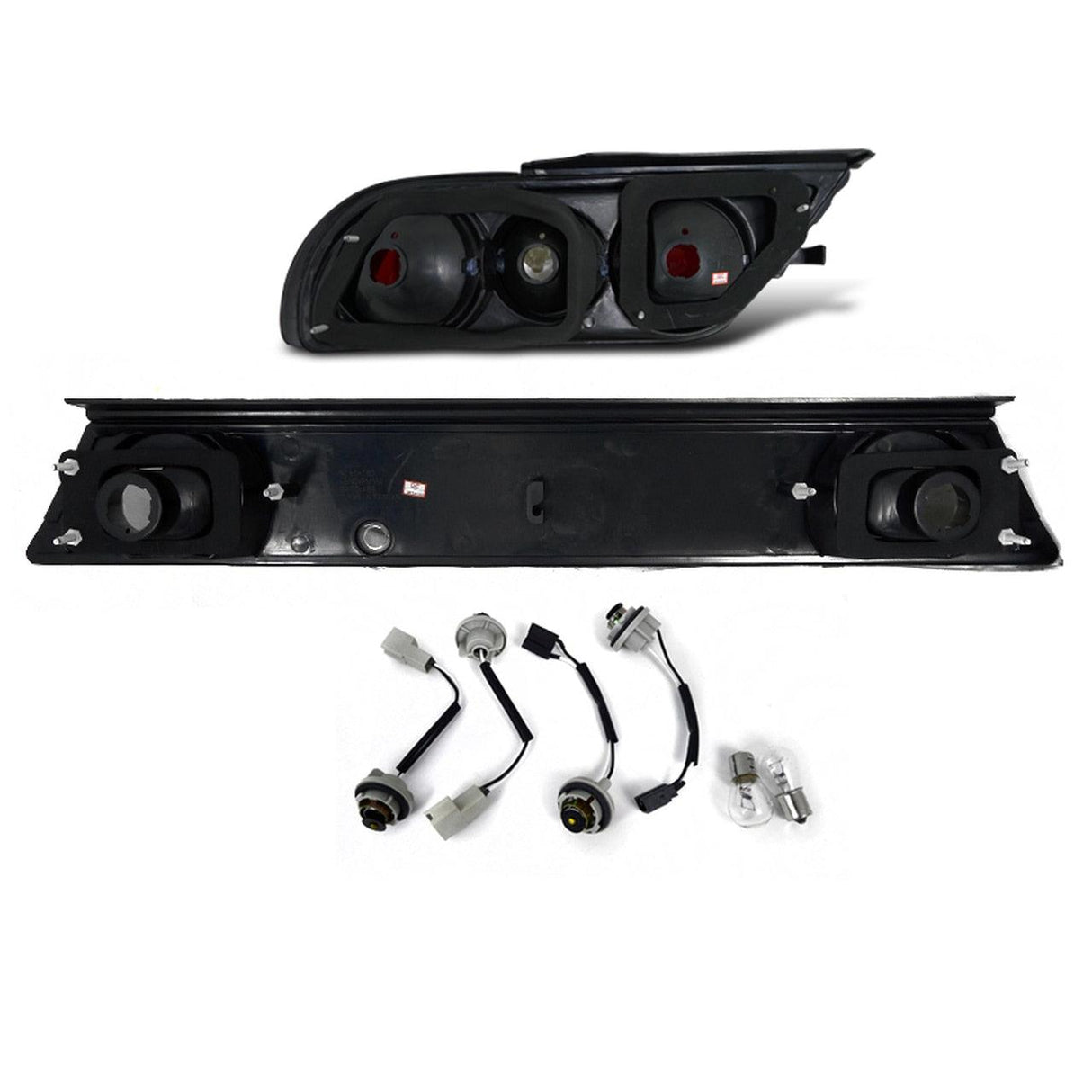 Tail Lights Nissan 240SX S13 Hatchback (89-94) w/ Center Trunk Light - Black or Red - K2 Industries