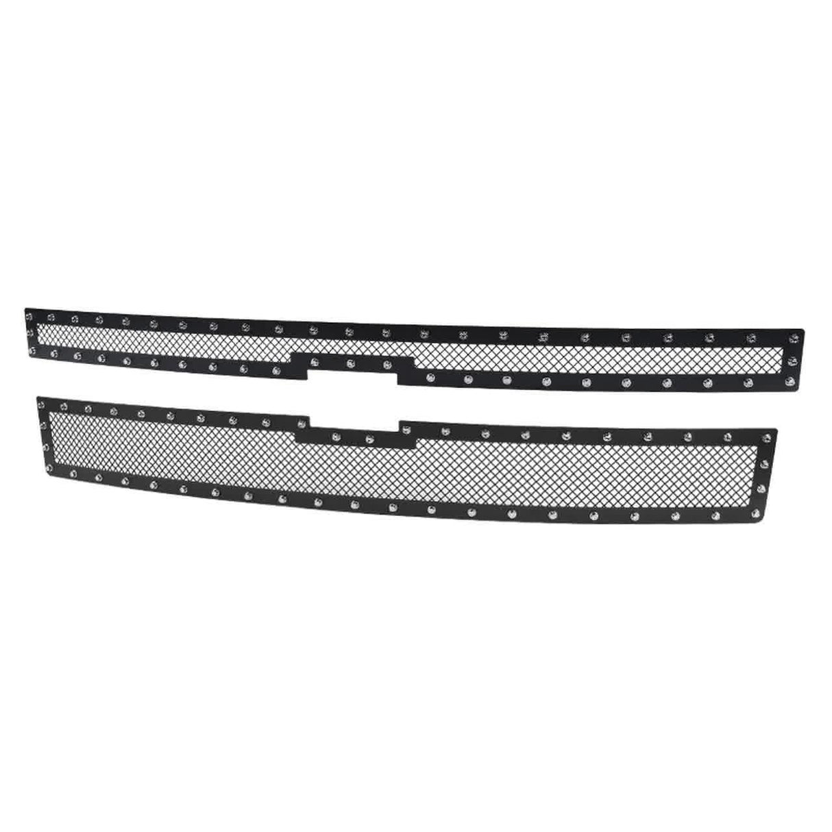 Spec-D Grill Insert Chevy Silverado 1500 (2014-2015) [2 PC Mesh Black Rivet Style] Black