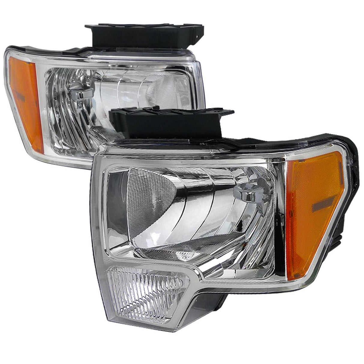 Spec-D OEM Replacement Headlights Ford F150 (09-14) [w/ Amber Reflectors] Black or Chrome Housing